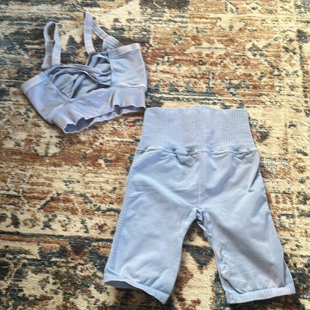 NWOT Free People Good Karma Scoop Neck bra and Shorts in Faded Periwinkle - Picture 9 of 11